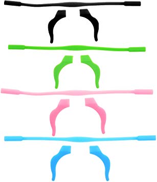 BCP Set of 4 Silicone Kid Children's Eyewear Glasses Neck Retainers Eyeglass Glasses Sunglasses Spectacle Head Safety Strap Cord Holder for Kids Children (Pink & Blue & Black & Green))