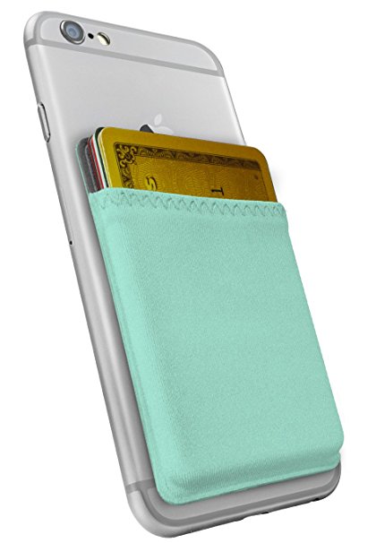 Silk Stick-on Phone Wallet - Sidecar Slim Expandable Credit Card Pocket - Fits iPhone and Android (Mint Green)