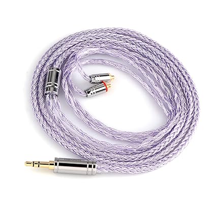 Linsoul Tripowin Zonie 16 Core Silver Plated Cable SPC Earphone Cable for 7hz Timeless TINHIFI T3 T2 PRO T4 (MMCX, 3.5mm, Lavender)