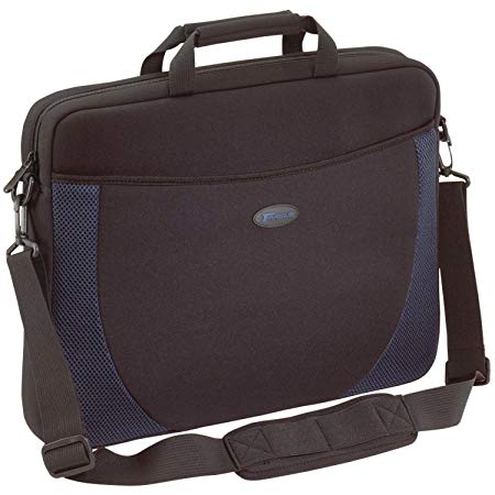 Targus Neoprene Slipcase Sleeve with Shoulder Strap for 17-Inch Laptops, Black with Blue Accents (CVR217)