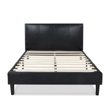 Zinus Deluxe Faux Leather Upholstered Platform Bed with Wooden Slats Full