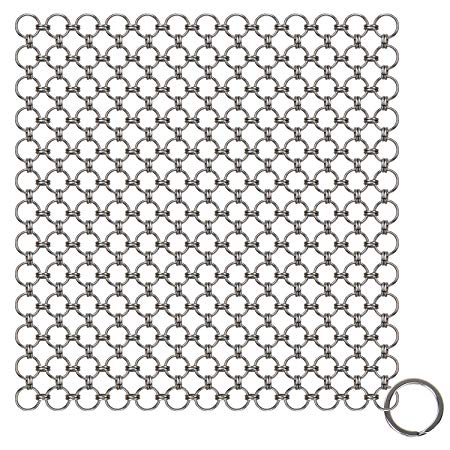 Blisstime Cast Iron Cleaner Premium Stainless Steel Chainmail Scrubber (6IN X 6IN)