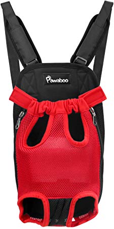 PAWABOO Pet Carrier Backpack, Adjustable Pet Front Cat Dog Carrier Backpack Travel Bag with Sponge Padding Shoulder Straps, Legs Out, Easy-Fit for Traveling Hiking Camping