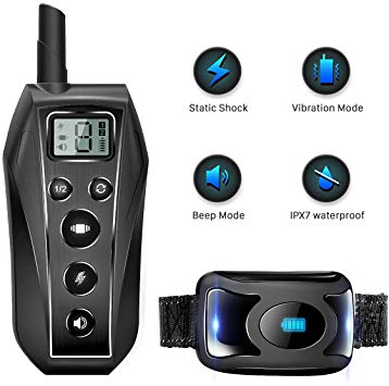 Ribivaul Dog Collar with Remote Waterproof IPX7 Enhanced Rechargeable 90 Days Standby E Collars for Dogs Small Medium Large Size，3 Modes for Pet Behavior Training Up to 600 Yards in Open Space