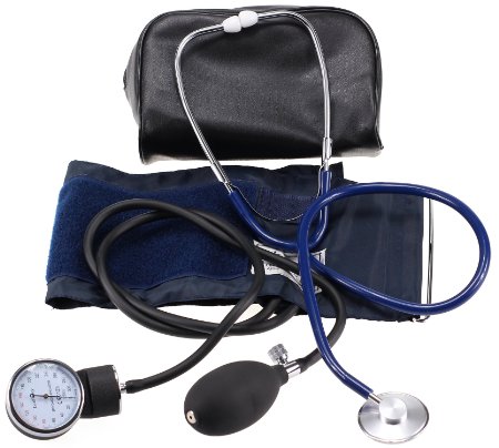 LotFancy Blood Pressure Gauge Aneroid Sphygmomanometer and Stethoscope Kit with Zipper Case