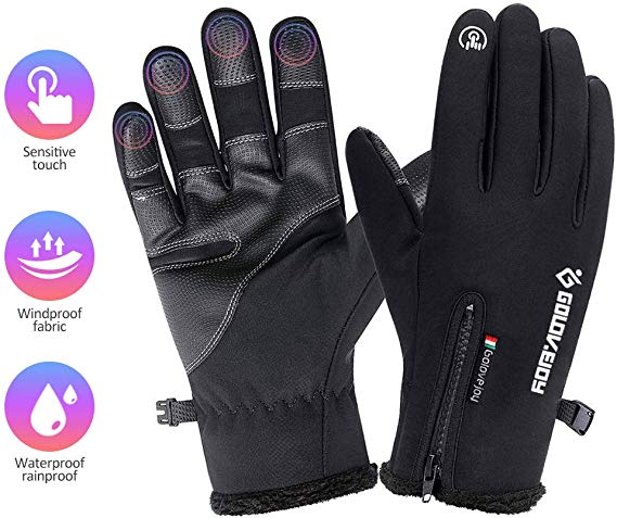 COSYINSOFA Waterproof Gloves Touchscreen Outdoor Skiing Cycling Camping Hiking Gloves, Anti-slip Full Finger Thermal Winter Gloves for Men and Women