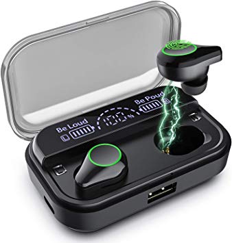Wireless Earbuds, Kissral Bluetooth 5.0 Headphones with 4000mAh Charging case LED Battery Display 130 Hrs Playtime IPX7 Waterproof in-Ear Built-in Mic True Wireless Earbuds for Sports