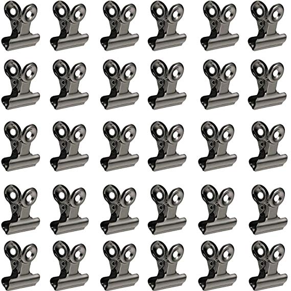 Boao 100 Pieces Bulldog Metal Clips Hinge Clips for Paper Organizers, Photo Wall Decoration, Home and Office Decoration, 0.87 Inch, Black Gold