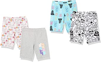 Spotted Zebra Disney | Marvel | Star Wars | Frozen | Princess Girls and Toddlers' Midi Bike Short, Pack of 4