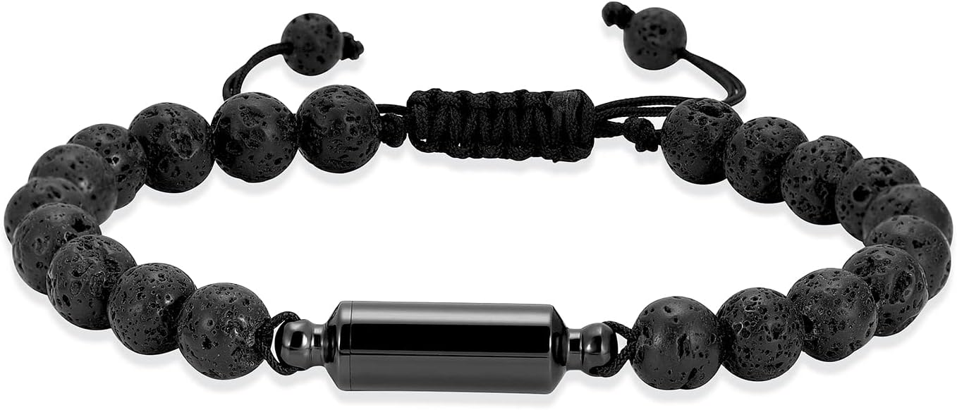 Oinsi Lava Rock Bracelet With Tube Memorial Urn Jewelry For Ashes Of Loved Ones Keepsake Cremation Bracelet Women Men Adjustable Length