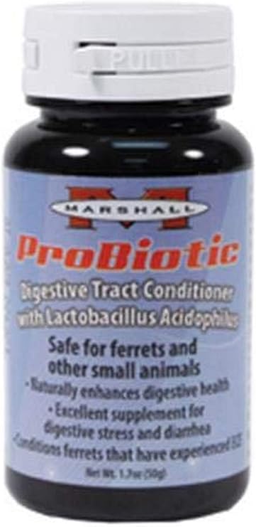Marshall Pet Products Natural Probiotic Pet Digestive Tract Conditioner Supplement Eases Digestive Stress, ECE and Diarrhea in Ferrets and Small Animals, 1.7 oz