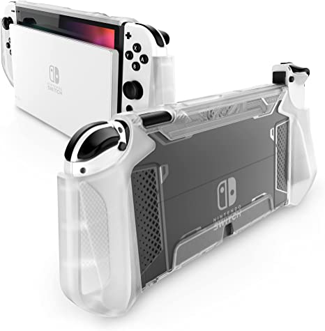 mumba Dockable Case Nintendo Switch OLED 2021, [Blade Series] TPU Grip Protective Cover Accessories Compatible Nintendo Switch OLED and Joy-Con Controller (Clear)