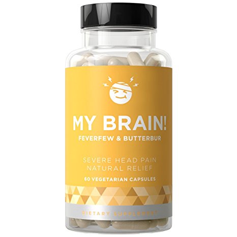 MY BRAIN! Headache & Migraine Relief - Fight Severe Pain, Nausea, and Sensitivity - Butterbur & Feverfew - 60 Vegetarian Soft Capsules