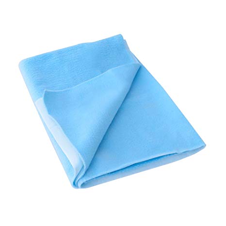 HealthAndYoga(TM) Baby Waterproof Sheet | Soft & Fast Dry - High Soak Capacity | Durable & Lightweight - Hypoallergenic (BLUE-MEDIUM:100cm X 70cm)