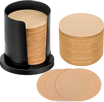 Outus 2 Pack 700 Count Coffee Filter Paper Replacement Filters with Filter Holder Round Disposable Paper Filters for DIY Coffee Compatible with the Aeropress Coffee and Espresso Maker (Brown)