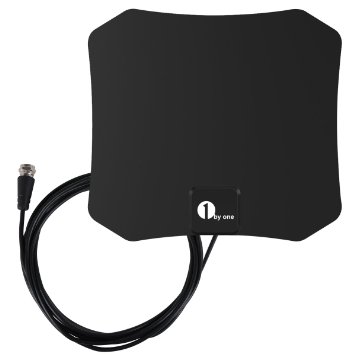 1byone Super Thin Indoor HDTV Antenna, 25 Mile Range with 10 Feet High Performance Cable