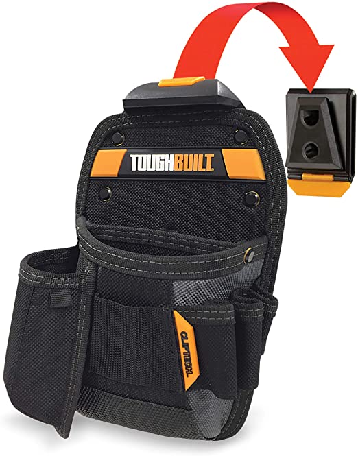 ToughBuilt - Universal Pouch/Utility Knife Pocket | 8 Pockets/Loops, Custom Tape Measure Clip, Screw Driver Pencil Loop Premium Organizer Compact Size, Patented ClipTech Hub & Belts - (TB-CT-26)