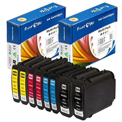 PrintOxe™ Compatible 8 Ink Cartridges for 940XL Ink (2 Sets) 940 With XL Sophisticated Chips; 2 Black, 2 Cyan, 2 Magenta, & 2 Yellow . Exclusively sold by PanContinent