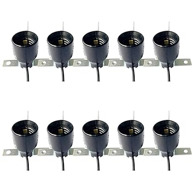 HERO-LED E17-SKT-BL Light Bulb Sockets, Intermediate Base E17 Light Bulb Lampholders, 4 Inch Wire Leads, 75 Watts 250 Volts, Keyless Phenolic, UL Listed, 10-Pack
