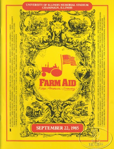 Farm Aid 1985 Tour Concert Program Neil Young Bob Dylan John Denver Tom Petty