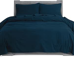 Elegant Comfort Soft 4-Piece 100% Turkish Cotton Flannel Sheet Set - Premium Quality, Deep Pocket Fitted Sheet, Ultra Soft, Cozy Warm Flannel Sheets - Full, Navy