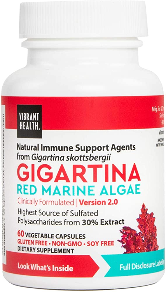 Vibrant Health, Gigartina Red Marine Algae, Plant-Based Immune Support Formula, Vegetarian and Gluten Free, 60 capsules (15 servings) (FFP)