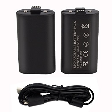 Xbox One Rechargeable Battery Twin Pack, YCCTEAM Xbox one 1500mAh Rechargeable Battery Controller Charge and Play Battery Pack   2.5m Charging Cable