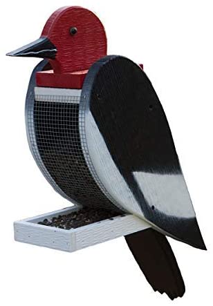 Peaceful Classics Outdoor Hanging Bird Feeder Seed Tray, Woodpecker Bird Shaped Wooden BirdFeeders with Easy Refill Head
