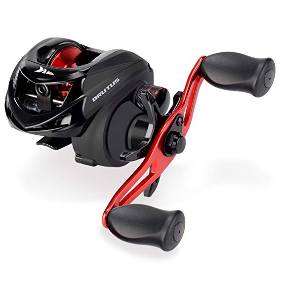 KastKing Brutus Baitcasting Fishing Reel, Low Profile, Graphite Frame, 6.3:1 Gear Ratio, 4 1 Shielded Stainless-Steel Ball Bearings, Magnetic Braking, Smooth Disc Drag System, Aluminum Handle.