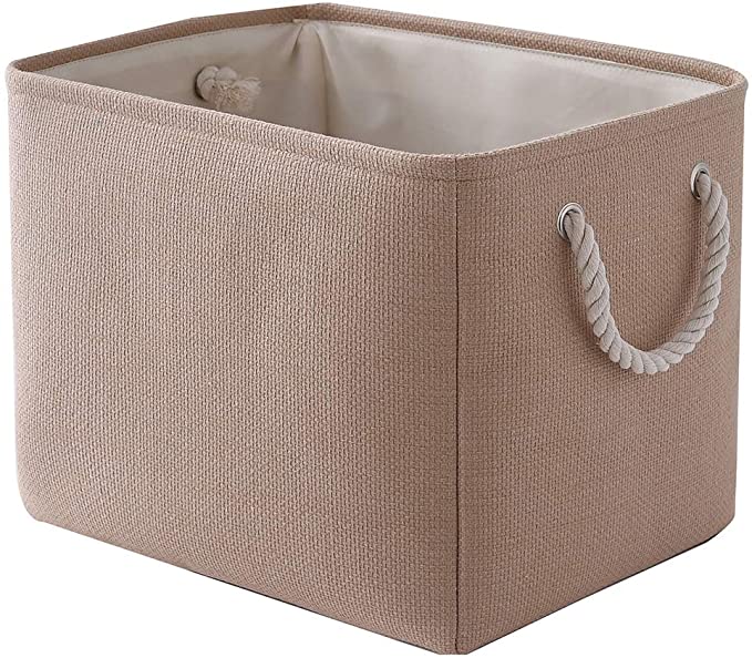TheWarmHome Fabric Basket for Storage Basket for Organizing Dog Toy Basket Cloth Storage Bin Rectangular Storage Basket for Shelves Decorative Storage Basket(Beige,16L×12W×12H)