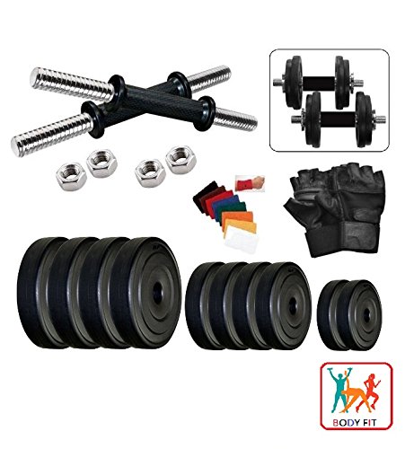Bodyfit 20Kg Fitness Adjustable Dumbell Set Home Gym Kit.