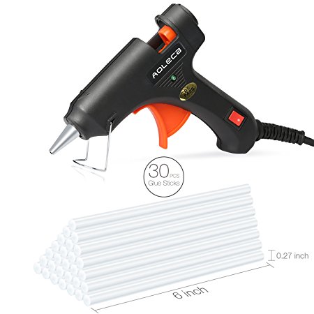VEAMAUS Mini Hot Melt Glue Gun Kit with 30pcs Melt Glue Sticks High Temperature Melting Glue Gun Kit Flexible Trigger for DIY Craft Projects and Quick Repairs(20-watt,Black)