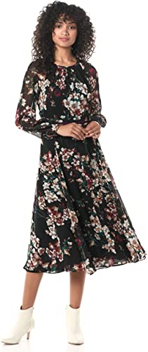Tommy Hilfiger Women's Classic Chiffon Long Sleeve Midi Dress