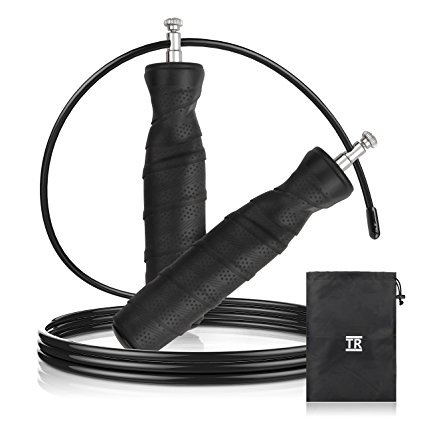 Skipping Rope, TechRise Speed Jumping Rope High-grade Adjustable Speed Jump Rope Skip Rope with Soft Rubber Grip Handles and Rapid Ball Bearings for Fitness Workouts Fat Burning Exercises and Boxing