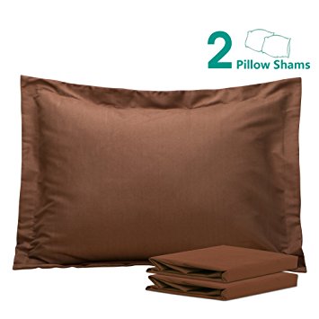 NTBAY 100% Brushed Microfiber Pillow Shams Set of 2, Soft and Cozy, Wrinkle, Fade, Stain Resistant, 20"x 26", Coffee