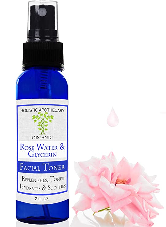 Hydrating Organic Rosewater & Glycerin Spray For Face Facial Moisturizer Natural Rose Water Hydrosol - All-Natural Makeup Setting Spray Mist. Great Under and Over Makeup - Nourishes Skin Pure Skincare