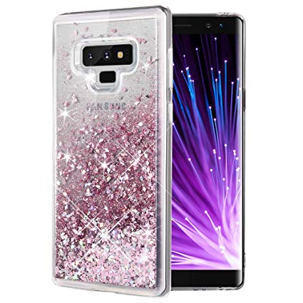 Caka Galaxy Note 9 Case, Galaxy Note 9 Glitter Case [Liquid Series] Sparkle Fashion Bling Luxury Flowing Liquid Floating Glitter Soft TPU Clear Case for Samsung Galaxy Note 9 - (Rose Gold)