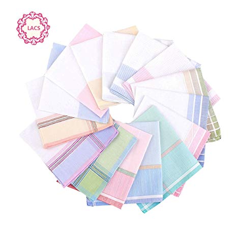 La closure Womens/Girls Soft Woven Stripe Cotton Handkerchiefs Pack Bulk