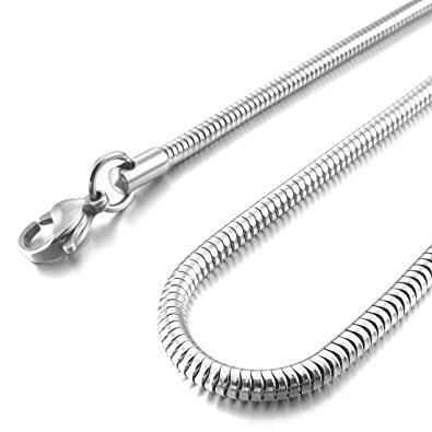 INBLUE Men's 4.0mm Wide Stainless Steel Necklace Snake Chain Link Silver Tone Biker 14~40 Inch