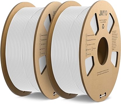 JAYO PLA 3D Printer Filament 1.75mm, 2.2KG SpoolPLA Printing Material Fit for FDM Printers, Dimensional Accuracy  /-0.02mm, White White