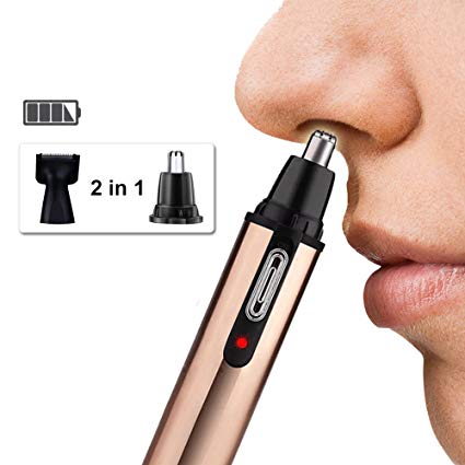 2 in 1 Nose Hair Trimmer for Men, Ear Nose Trimmer, Nose Hair Remover, Rechargeable Nose Trimmer with Miniature Shaving Head,Also Works as a Ear Hair Remover