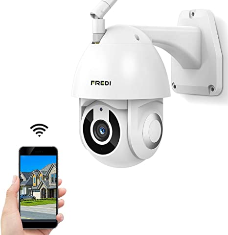 Outdoor Security Camera, FREDI 1080P HD Wireless WiFi IP Surveillance Camera with Night Vision, Two-Way Audio, Motion Detection, IP66 Waterproof, Pan/Tilt/Zoom, Work with iOS Android PC