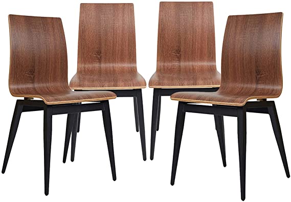 Dining Room Chairs Set for 4 Modern Kitchen Chairs with Wooden Seat and Metal Legs, Dining Side Chair for Indoor and Outdoor, Ergonomic Design, Oak