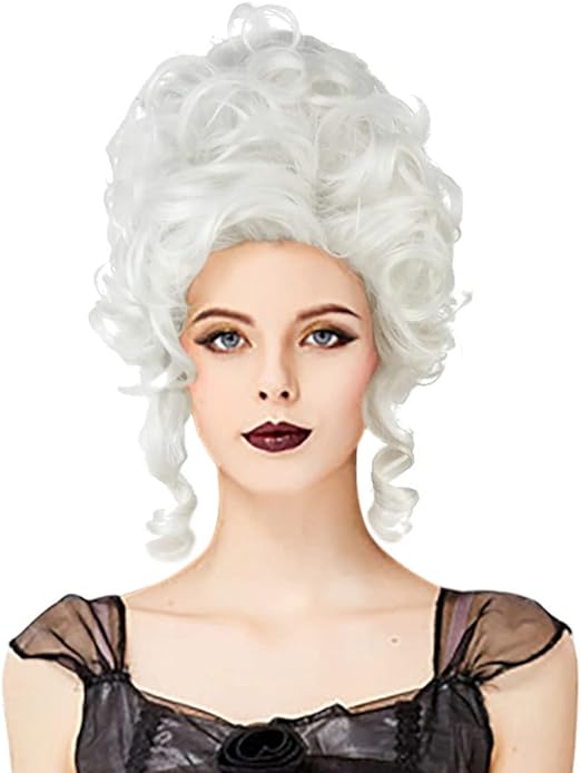 Classic 18th Century Baroque Marie Antoinette Wig Ladies Adult Halloween Cosplay Accessories Silver(Silver)