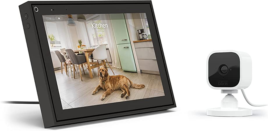 Facebook Portal - Smart Video Calling 10” Touch Screen Display with Alexa - Black with Blink Mini – Compact Indoor Plug-in Smart Security Camera, 1080 HD Video, Compatible with Alexa – 1 Camera