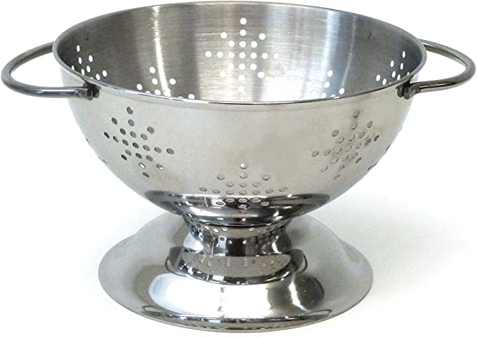 RSVP International Endurance (COL 5) Stainless Steel Colander Strainer, 1 Pint | For Berries, Herbs, Soaps, & More | Dishwasher Safe | Easy Grip Handles | Steaming, Draining & Rinsing