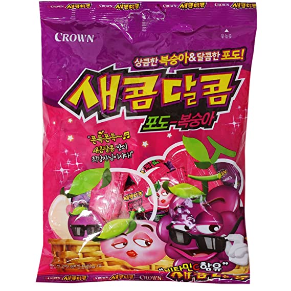 Korean Grape and Peach Flavored Chewy Sweet and Sour Candy 200g (1 Pack)