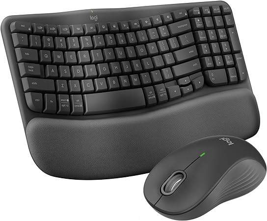 Logitech Wave Keys MK670 Combo, Wireless Ergonomic Keyboard with Signature M650 L Wireless Mouse, Comfortable Natural Typing, Bluetooth, Logi Bolt, for Multi-OS, Windows/Mac - Graphite