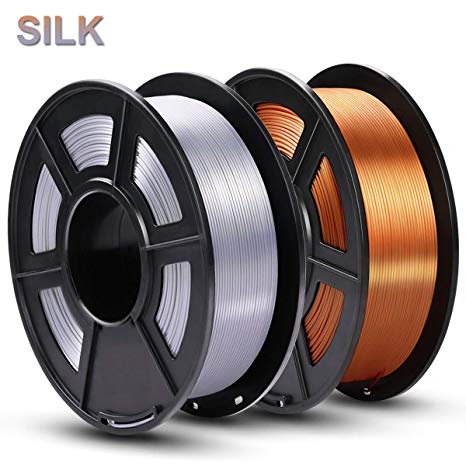 SUNLU Silk PLA Filament 1.75mm, 3D Printer Filament Silk, Silky Shiny Filament PLA for 3D Printers and Pens, 2kg(4.4Lbs)/Spool, Silk Silver RedCopper