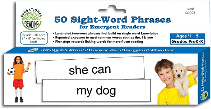 Essential Learning Products 50 Sight-Word Phrases for Emergent Readers Aid 8 x 2 Inches
